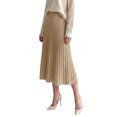 thumbnail image 4 of INSPIRE CHIC Womens Maxi Skirt Pleated Ribbed Knit High Elastic Waist Elegant A Line Swing Stretchy Soft Casual Fall Winter Sweater Skirts Large Khaki, 4 of 6