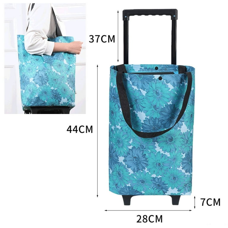 Jiarui Small Collapsible Shopping Cart, Foldable Grocery Tote Bag