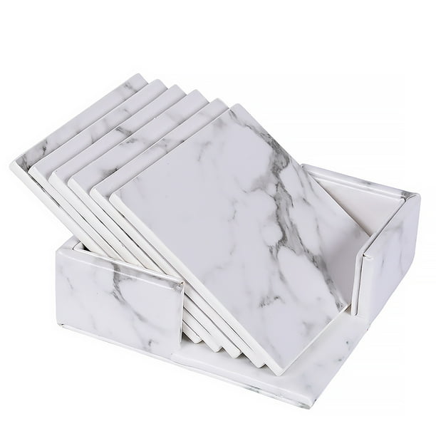 Worallymy Tapete para taza con aislamiento térmico posavasos de piel sintética para beber almohadilla para té y café antideslizante mantel individual cuadrado jaspeado cuadrado Worallymy JD735815996