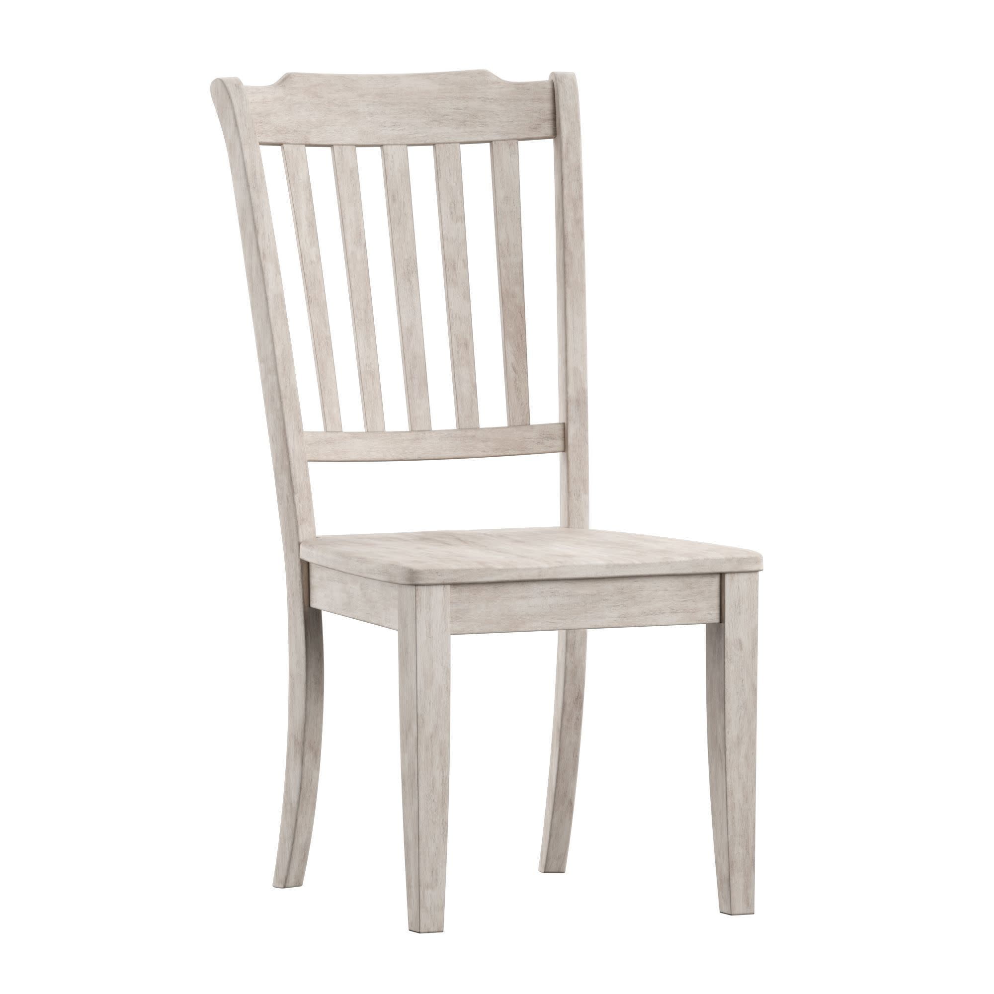 Weston Home Farmhouse Slat Back Wood Dining Chairs, Set of 2, Antique White Finish