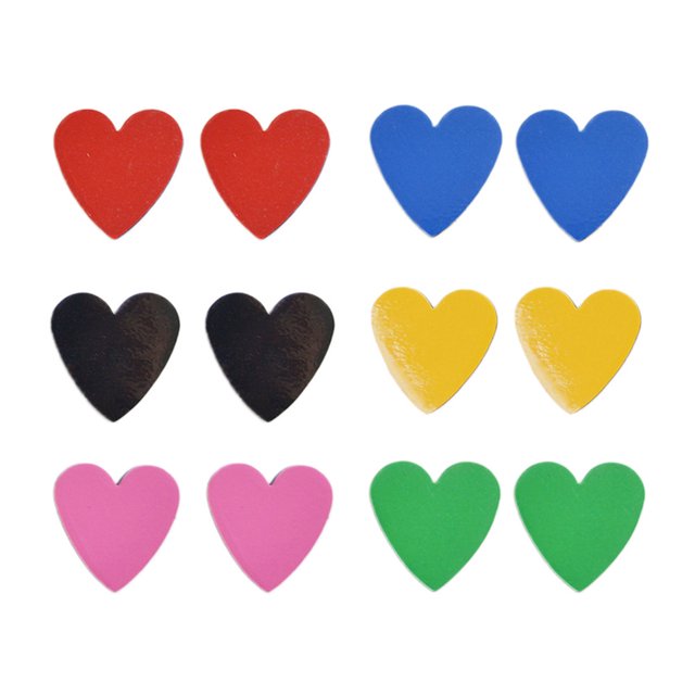 EeaseMX 12 pegatinas magnéticas de 30 x 2,2 mm con forma de corazón para nevera, juguetes para niños (rojo, azul, negro, amarillo, rosa y verde)