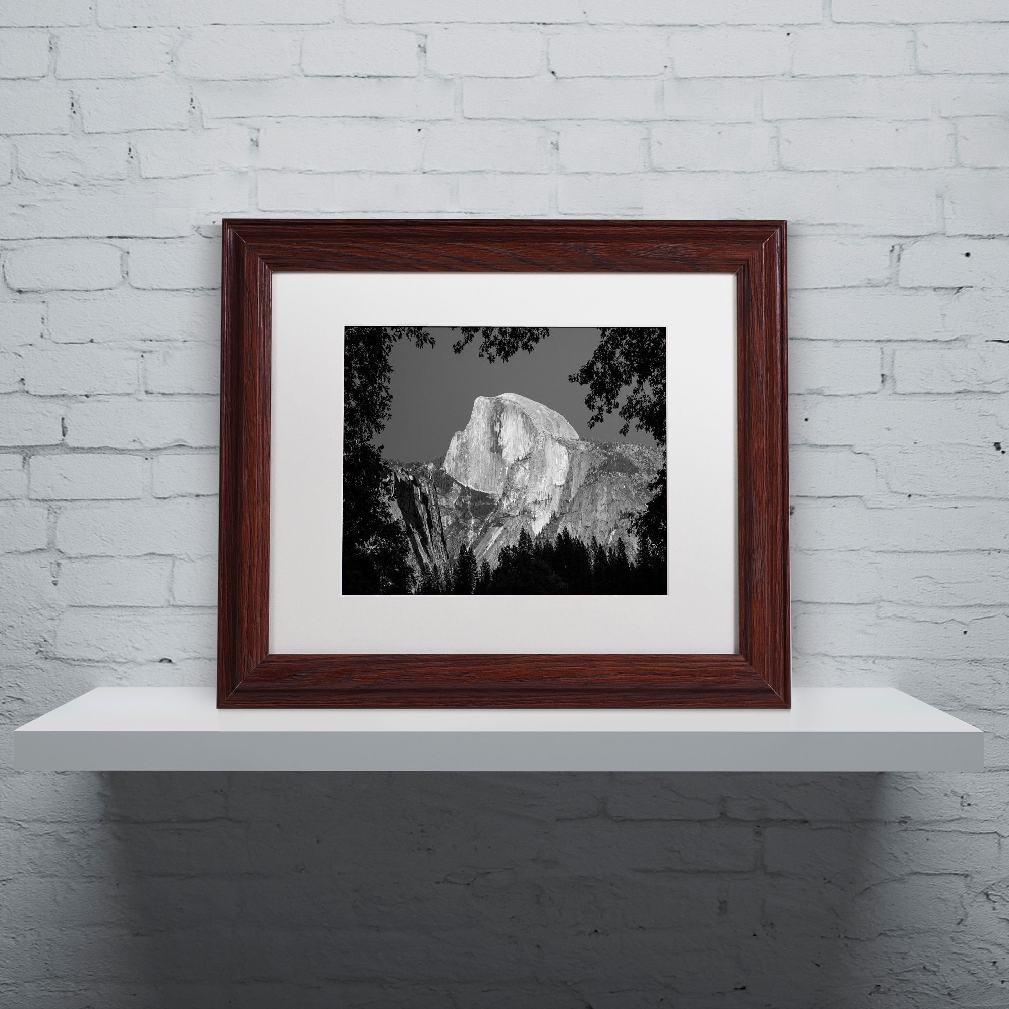 Trademark Fine Art "Yosemite BW" Canvas Art by Pierre Leclerc, White Matte/Wood Frame