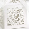 thumbnail image 3 of 50pcs Hollow-out Wedding Sweets Heart Wedding Favor Candy Gifts Boxes Box with Ribbons Bridal Shower Wedding Party Favors White, 3 of 8