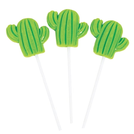 Fun Express Lollipops & Suckers Cactus Green Apple flavor, 4 oz, 12-Piece Pack