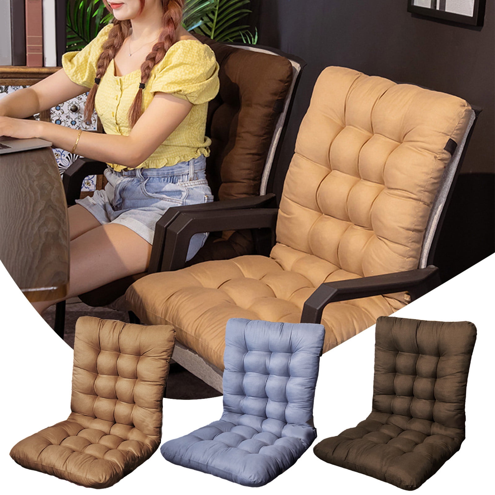 XEOVHV Patio Chair Cushion, Tufted Outdoor High Back Patio Chair Cushions Replacement Patio Seating Cushions Set, Rocking Chair Cushion Pad for Patio Swing Bench Wicker