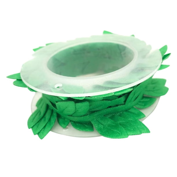 Rollo de cinta de 2 metros (2,5 cm) con hojas artificiales para decorar. verde