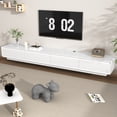 thumbnail image 6 of Blotout 94.5''Minimalist Floating TV Stand, Modern Wall-Mounted Media Console with Rounded Edge Hidden Handle & 4 Drawers for Wall-mounted TV Up to 110'', High-gloss White, 6 of 8