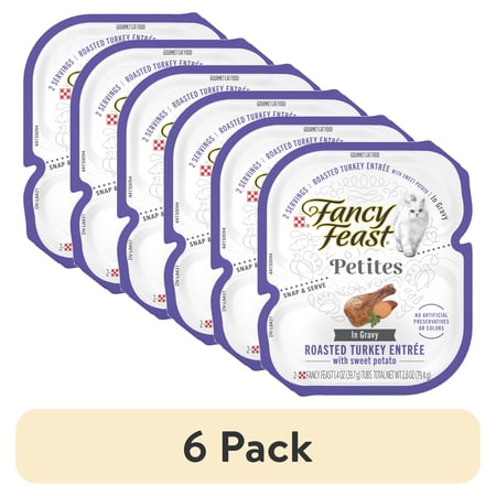 (6 pack) Purina Fancy Feast Petites With Roasted Turkey Entrée with Sweet Potato in Gravy Gourmet Wet Cat Food Pate