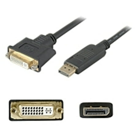 Refurbished AddOn DISPLAYPORT2DVI 8-inch DisplayPort 1.2 to DVI-I (29 pin) Video Cable -  Male to Female - Black Adapter