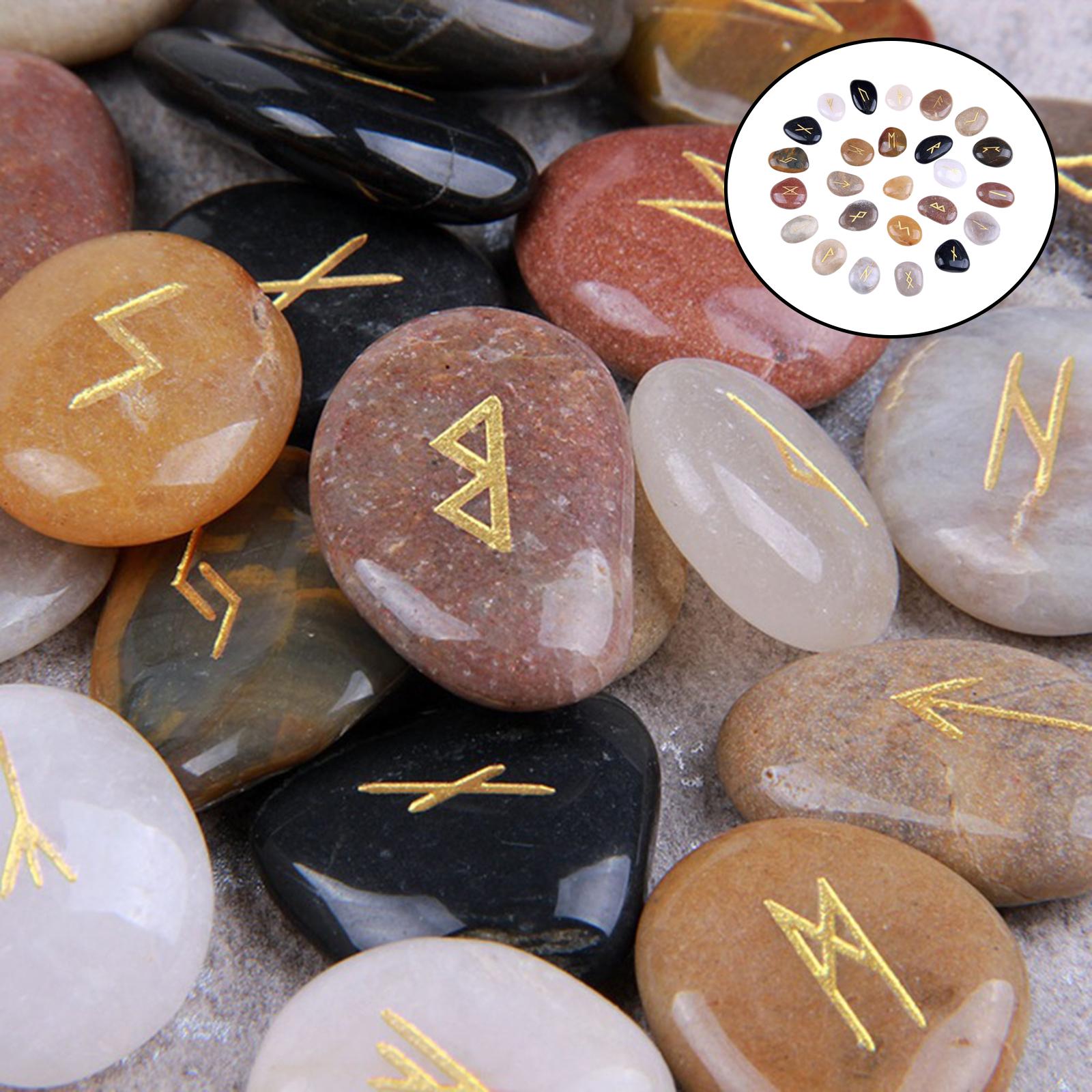 25PCS Runes Set Elder Runas Símbolos vikingos paganos grabados para el ...