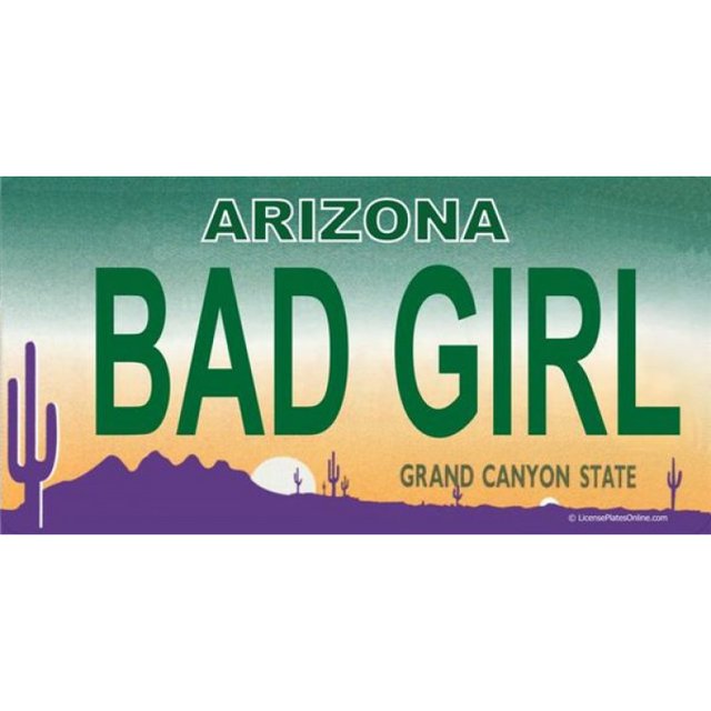 Arizona BAD GIRL Photo License Plate Free Personalization on this Plate