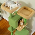 thumbnail image 6 of Demi Bonn 52" Cat Tree Tower with 2 Scratching Posts, 2 Perches, 2 Caves, Pompoms, Multi-Level Plush Cat Condo for Indoor Cats, Green, 6 of 7