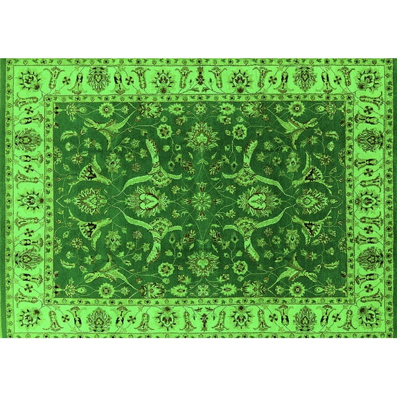 Ahgly Company Indoor Rectangle Oriental Green Traditional Area Rugs, 8' x 12'