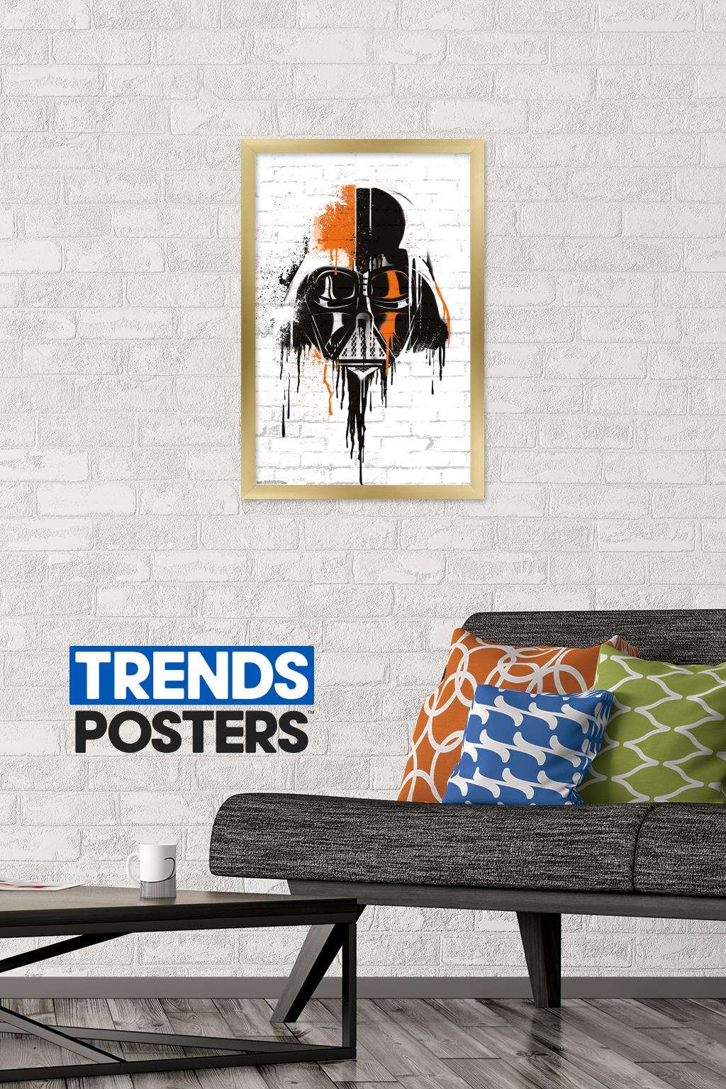 Star Wars: Saga - Vader Black And Orange Wall Poster, 14.725" x 22.375", Framed