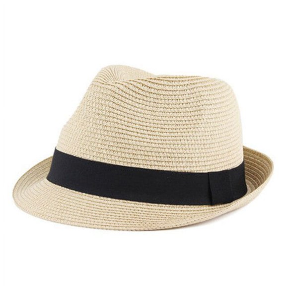 CoCopeaunt Summer Lovers Small Gentlemans CAP, Short-Brimmed Straw Hat Party British Jazz Hat