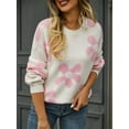 thumbnail image 4 of Women'S Sweater Fall Long Sleeve Crewneck Tops Knit Oversized Pullover Casual Print Tops White XL, 4 of 9