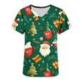 thumbnail image 5 of Holiday Gifts! Titcea Christmas Scrub Tops Women Cute Xmas Printed Short Sleeved V Neck Scrub Tops with Pockets Lightweight Stretchy Working Uniform, 5 of 5