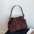 thumbnail image 6 of HUISZJ Faux Suede Shoulder Bag, Shoulder Bag with Adjustable Strap, Crossbody Bag Drawstring Top Handle Bag for Travel Winter Fall (Coffee), 6 of 10