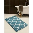 thumbnail image 3 of Saffron Fabs 36x24 Inches Arctic Blue/White Geometric Cotton Bath Rug, 3 of 5