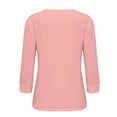 thumbnail image 6 of yunLCZ Basic Women's Tees Women's 3/4 Length Sleeve Tops V Neck Basic Tee Solid Color Shirts Blouse Tops Women's Blouse T Shirt Everyday wear simple women's T-shirts, 6 of 7