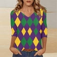 thumbnail image 5 of Mujeres Tres Cuartos de Manga Tops Navidad Impreso Suelto Casual V Cuello Camiseta Suéter Top para Fiesta Y Vacaciones, 5 of 5