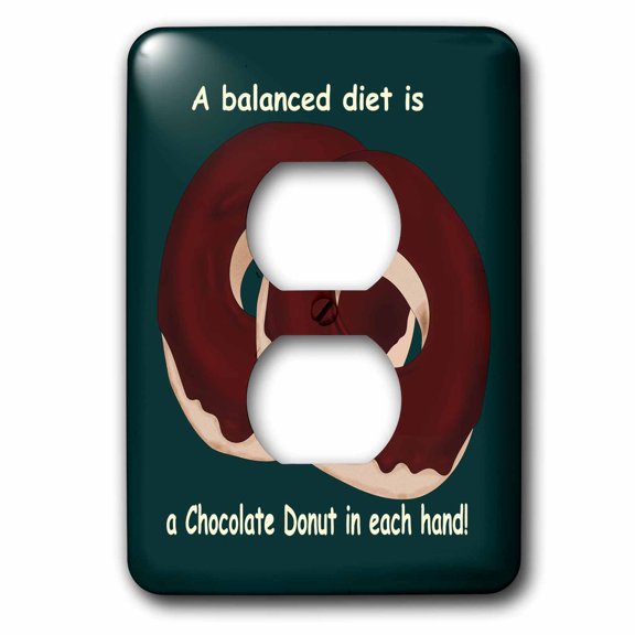 3dRose, A Balanced Meal a Chocolate Donut in each hand , 2 plug outlet cover