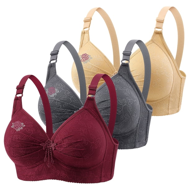 Puntoco Bralettes para mujer Sujetador de encaje con flores fruncidas para mujer Ropa interior de uso diario de talla grande Sin aros