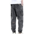 thumbnail image 4 of HaoXianJian Men's Baggy Jeans with 3 Pockets Casual Cargo Pants Drawstring Elastic Waist Baggy Tapered Jeans Plus Size 3X 4X, 4 of 6