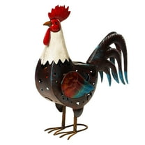 G128 Solar Rooster Statue 18" Farmhouse Outdoor Decor with LED Light for Lawn Patio Backyard