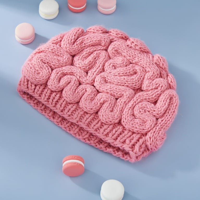 HUIJZG Crazy Brain Hat Handmade Knitted Brain Beanie Cap Funny Crochet  Gifts Thinking Brain Hat Knit Beanie for Women Men 