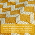 thumbnail image 2 of Flxxie Acrylic Knitted Throw Blanket with Decorative Tassel Couch Bed Sofa, 51" x 67", Yellow and White Chevron, 2 of 5