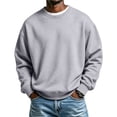 thumbnail image 3 of Men's Crewneck Sweatshirt Long Sleeve Fall Oversized Pullover Tops Loose Fit Athletic Comfy Basic Shirts Gray M, 3 of 7