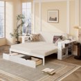 thumbnail image 3 of Queen Size Daybed with Removable Desk, Storage Drawers & Hydraulic Side Table, White, 3 of 8