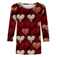 thumbnail image 5 of VKOYWKM Women's Valentine's T Shirts Heart Graphic Tees 3/4 Sleeve Loose Fit Holiday Tops Spring T-Shirt Casual Crew Neck Romantic Valentine T-Shirts, 5 of 5