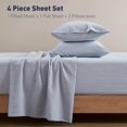 thumbnail image 6 of Hyde Lane Organic Linen Sheet Set - 4 Pcs Linen Cotton Bed Sheet Queen Size, Nature French Flax Cotton Blend Sheets for All Seasons - Soft & Breathable, 15" Deep Pocket (Queen, Blue), 6 of 16