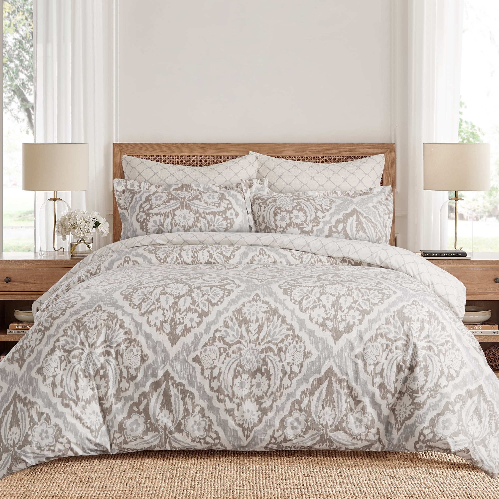 Levtex Home - Becker Taupe Comforter Set - Full/Queen Comforter + Two Standard Pillow Cases - Ikat - Taupe, Grey and Cream - Comforter (90 x 94in.) and Pillow Cases (26 x 20in.) - Cotton