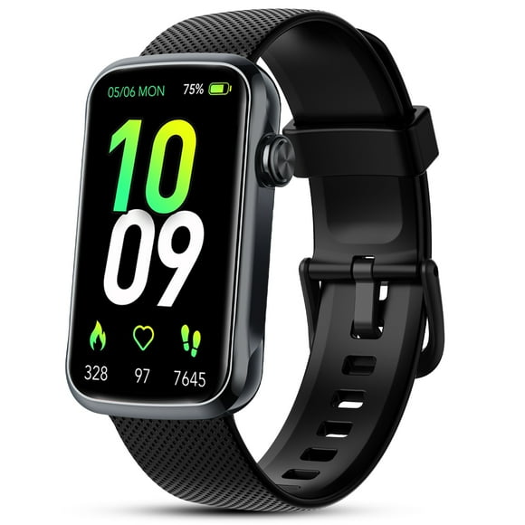 Montre Intelligente 1,47 Pouces pour Femmes et Hommes avec Multiples Modes Sport, Compteur de Pas, Appels Bluetooth Fitness Tracker (Émettre/répondre), Étanchéité IP68, Montre de Mise en Forme Compatible avec Android et iPhone, Noir