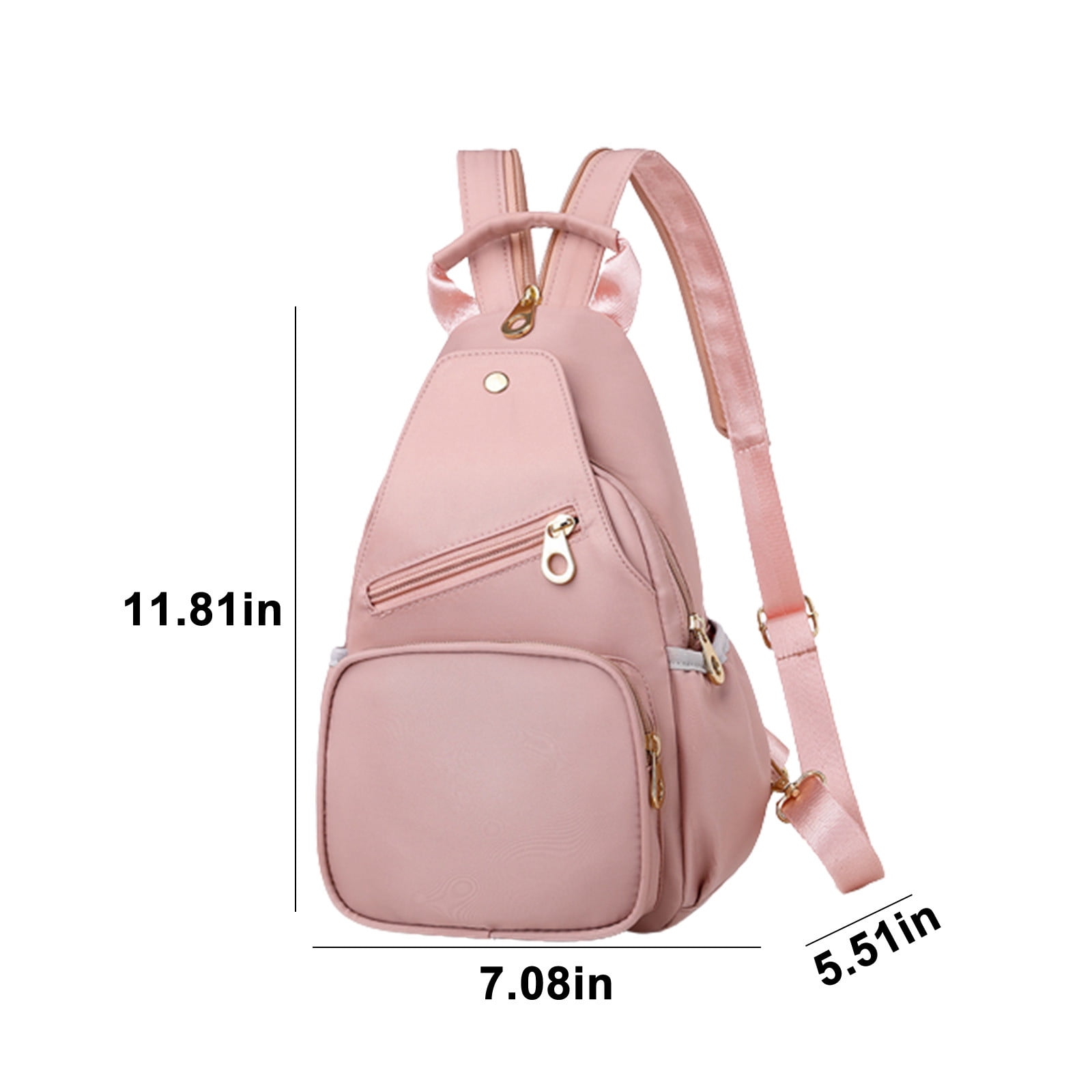 uublik Sling Bag for Women, Classic Basic Water Casual Daypack For Travel With Bottle Side Pockets Classic Basic Backpack For School Travel Work, Pink