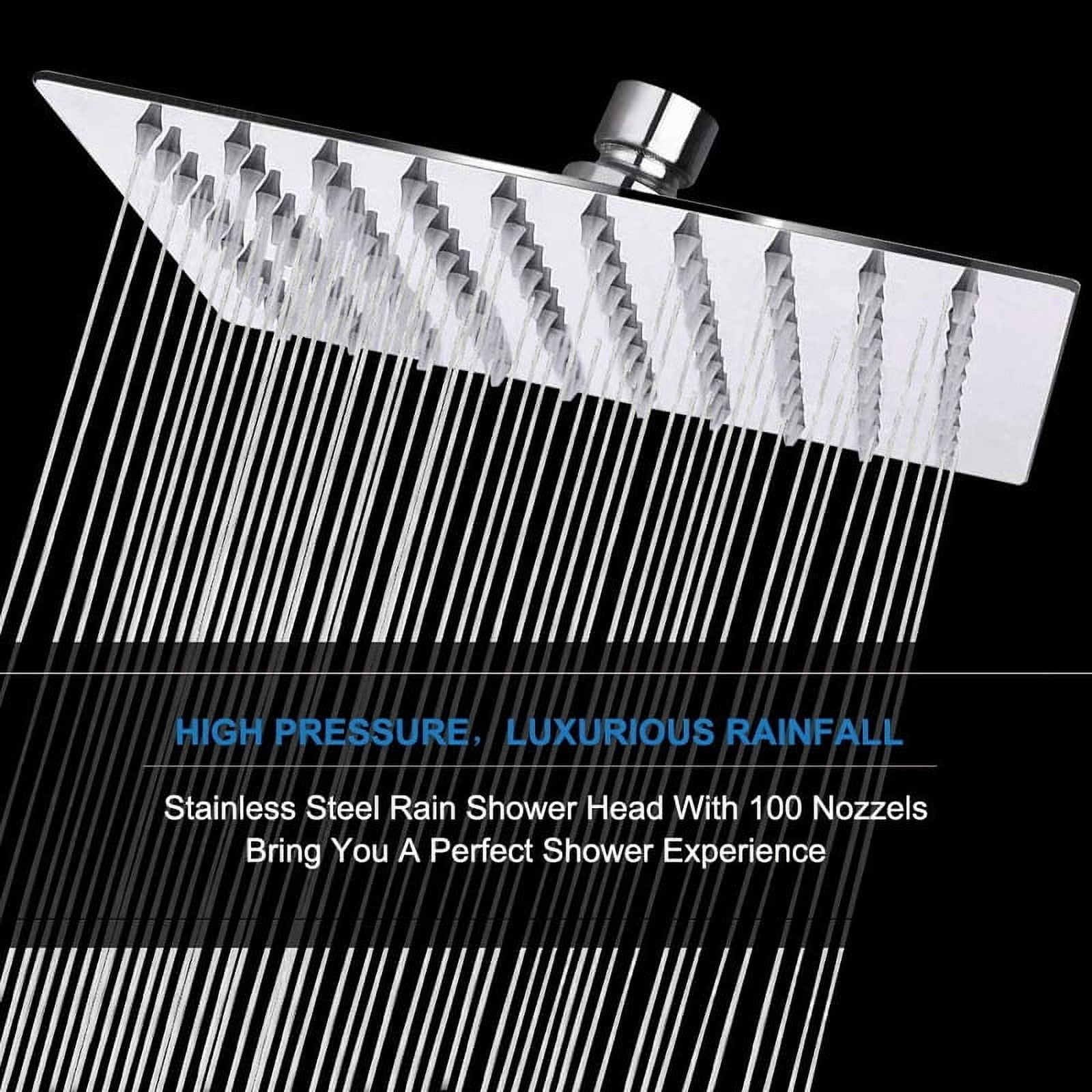 Shower Head with Hose, High Pressure Stainless Steel Rain Shower and 3 Settings Handheld Spray Combo with Push Button Flow Control (8 Inch Showerhead Set, Chrome Finish)