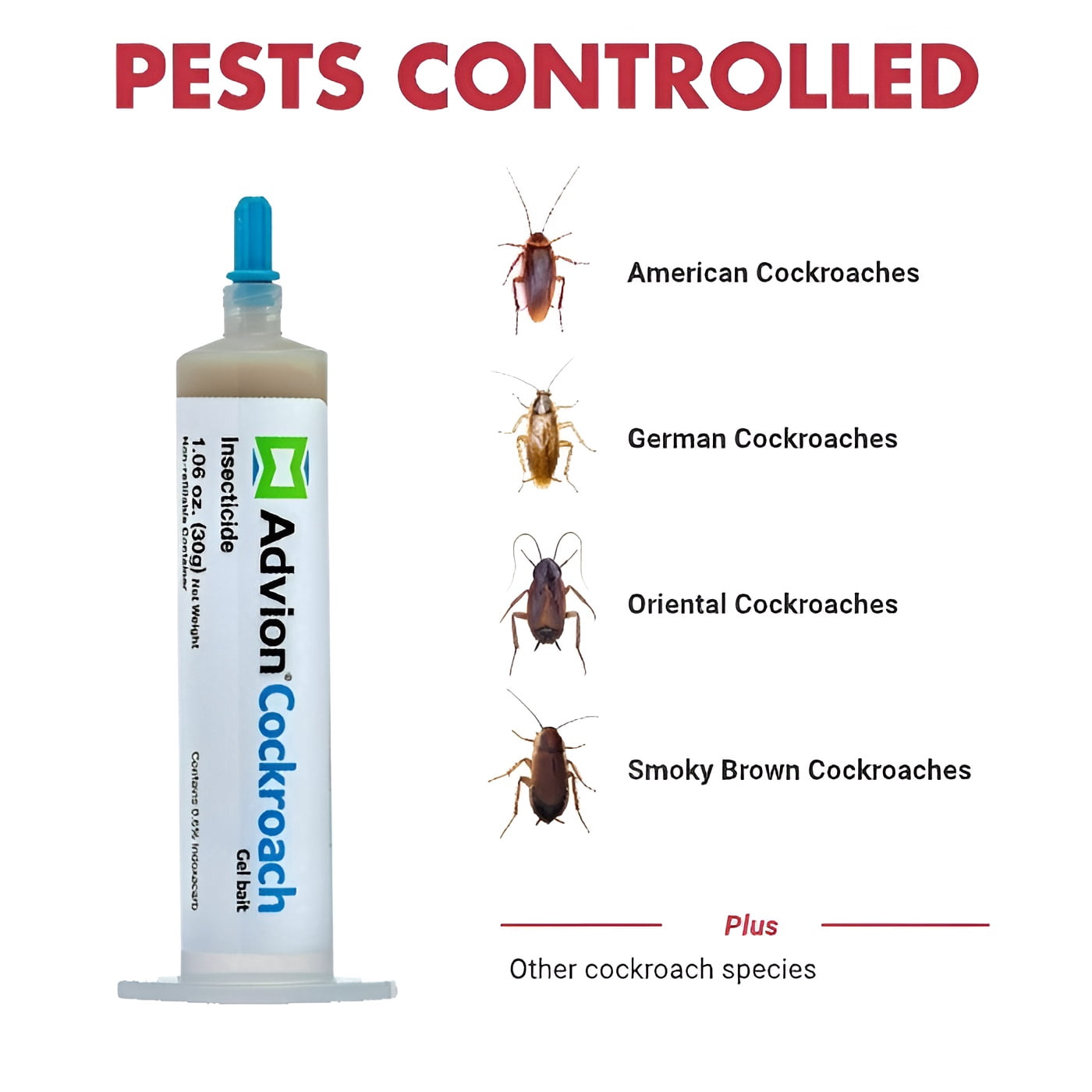 Advion Cockroach Gel Bait -1 Case (5 packs of 4 x 30g Tubes) for Indoor/Outdoor Use by Syngenta