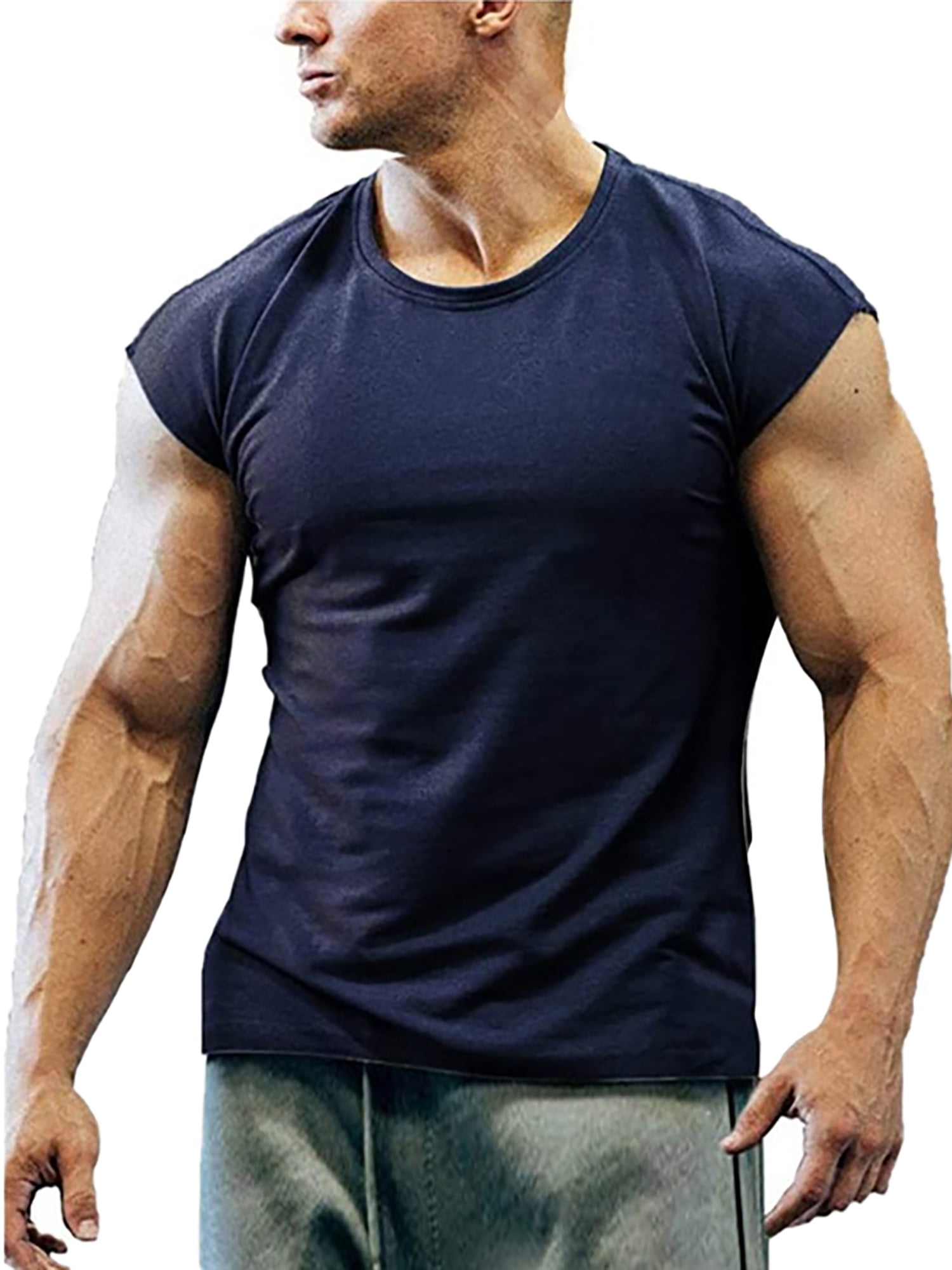 Avamo Half Sleeve Sports T-Shirts Men Gym Workout Shirts Tops Tights Compression Base Layer Activewear T Shirt Running Jogging Casual Blouse -