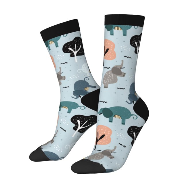 Fotbe Elephant Tree Calcetas Largas con Estampado para Hombre y Mujer – Calcetas de Compresión Transpirables y Elásticas, Viajar y Uso Diario Talla 5-11