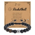 thumbnail image 1 of Basketball Baseball Bracelet Natural Beaded Rugby Bracelet Sports Bracelet With Card, 1 of 6