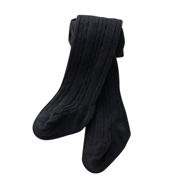 Kids Socks, Baby Toddler Girls Boys Cable Knit Tights Cotton Footed Leggings Pantyhose Stocking Pants 0 To 6Years(Black,12-24 Months)
