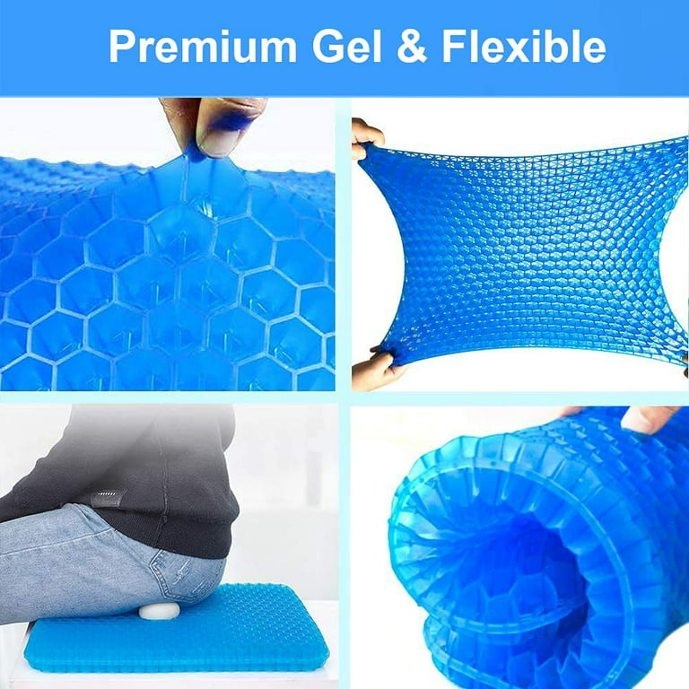 Honeycomb Cooling Premium THICK Gel Support Seat Cushion with Non-Slip  Breathable Cover - EXTRA THICK Ergonomic & Orthopedic Gel Cushion 