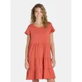 thumbnail image 2 of Time and Tru Women's and Women's Plus Tiered Cotton Mini Dress, Sizes XS-4X, 2 of 4