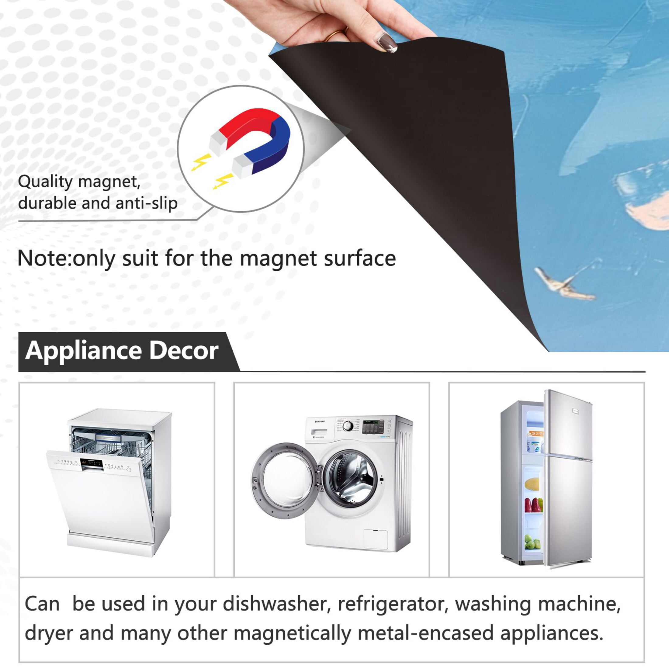 Dishwasher Magnetic Sticker 23x26 Inch Refrigerator Magnetic Sticker Washing Machine Magnetic Sticker Kitchen Panel Magnetic Sticker Home Decor Beautiful Cartoon Sea
