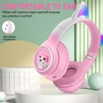 thumbnail image 6 of iFCOW Kids Headphones, Cat Ear Wireless Headphones, LED Light Up Kids Bluetooth Headphones Over On Ear w/Microphone for School,Pink, 6 of 17