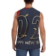 thumbnail image 4 of Lsque 2025 New Year 2 Print Men's Cotton Blend Sleeveless Muscle Shirts (S-3XL)- Moisture Wicking, Odor Protection, UPF 30+,X-Large, 4 of 8