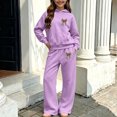 thumbnail image 5 of QTBIUQ Girls Two-Piece Fall Fashion Set Leopard-Print Bow Hooded Sweatshirt and Elastic Waist Wide‑Leg Pants Outfit Set, 5 of 6
